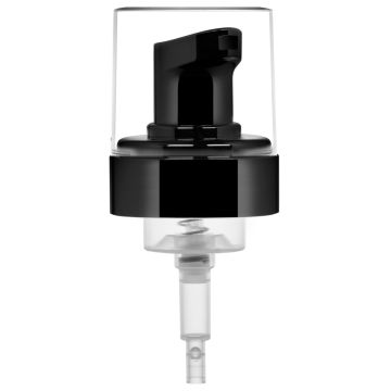 Pompe Foamy PP noir brillant + capuchon PETG transparent