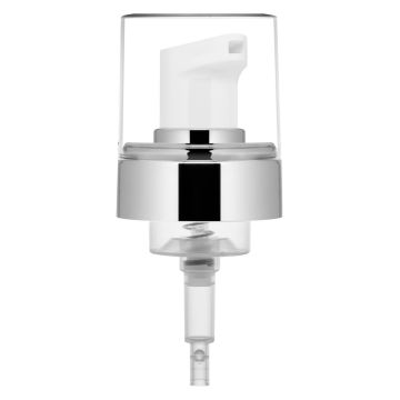Pompe Foamy PP argent brillant + capuchon PETG transparent