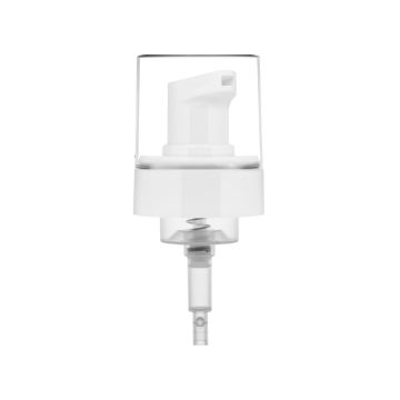 Pompe Foamy PP blanc brillant + capuchon PETG transparent