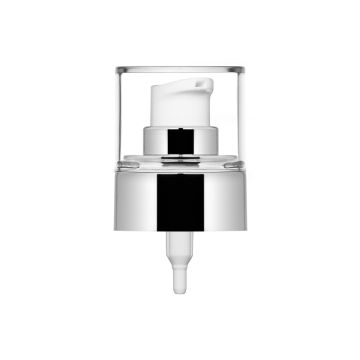 Bomba de crema Ice 24/410 metalizada plata brillante + tapón PETG transparente