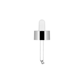 Cuentagotas Sky plata brillante con pipeta de nitrilo blanca para Frasco Sky 15 ml