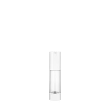Flacon airless Nema 15 ml plastique transparent + blanc brillant