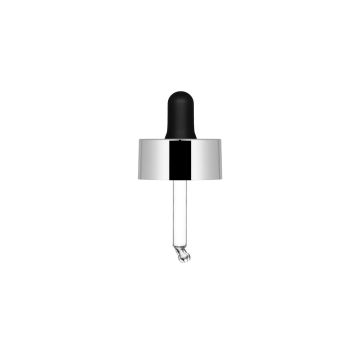 Glänzende silbere Pipette mit schwarzer Nitril-Pipette für Pure 30 ml Flasche aus Glas