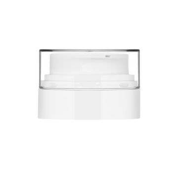 Pumpe für Airless Dose mit 30 und 50 ml, weissem Ring und Frontdosierung