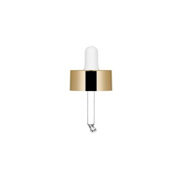 Glänzende goldene Pipette mit weißer Nitril-Pipette für Flasche Luxe 30 ml