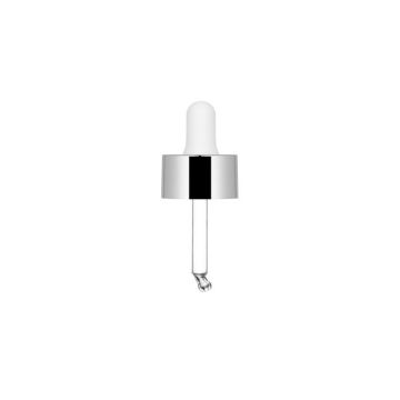 Dropper Sky argento lucido con pipetta in nitrile bianca per Flacone Sky 25 ml