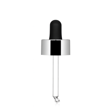 Dropper Urban Luxury argento lucido con pipetta in nitrile nera per Flacone Ego 30 ml 