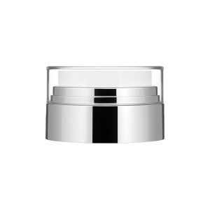 Pump for Airless 30 and 50 ml Jar with Shiny Silver Ring with vertical erogation