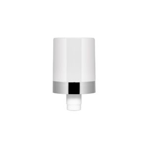 Pump for 10-15-30 ml airless Pocket bottle with shiny silver uv metallic ring and white glossy pp cover