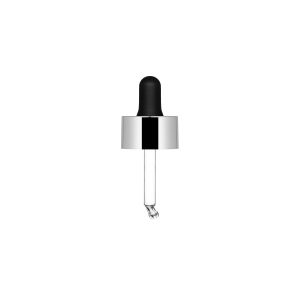 Dropper collar SKY glossy silver with black nitrile pipette for 30 ml Ego bottle