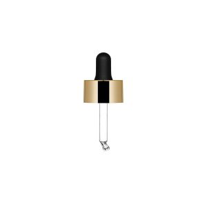 Dropper collar SKY glossy gold with black nitrile pipette for 30 ml Ego bottle