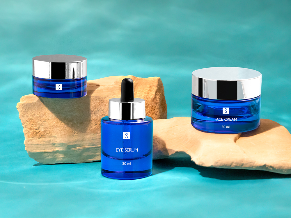 blue line packaging cosmetic for brands