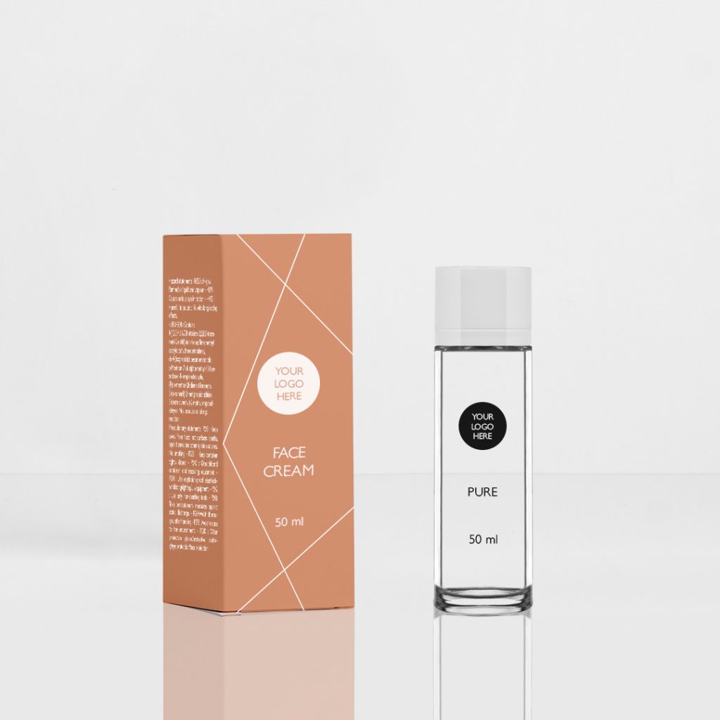 packaging personalizzato con scatola e flacone per cosmetici